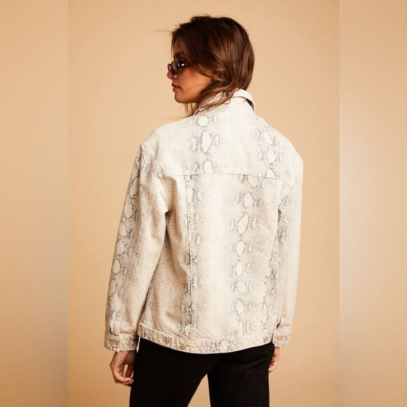 Free People Snake Trucker Jacket in Ivory - Picture 5 of 11